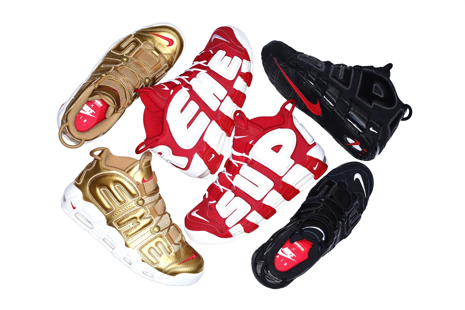 Nike Air More Uptempo red white black gold suptempo