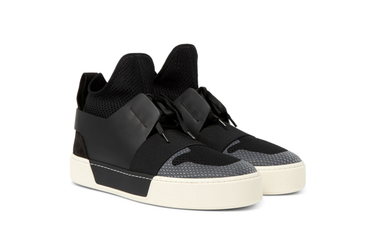 balenciaga leather suede mesh high top