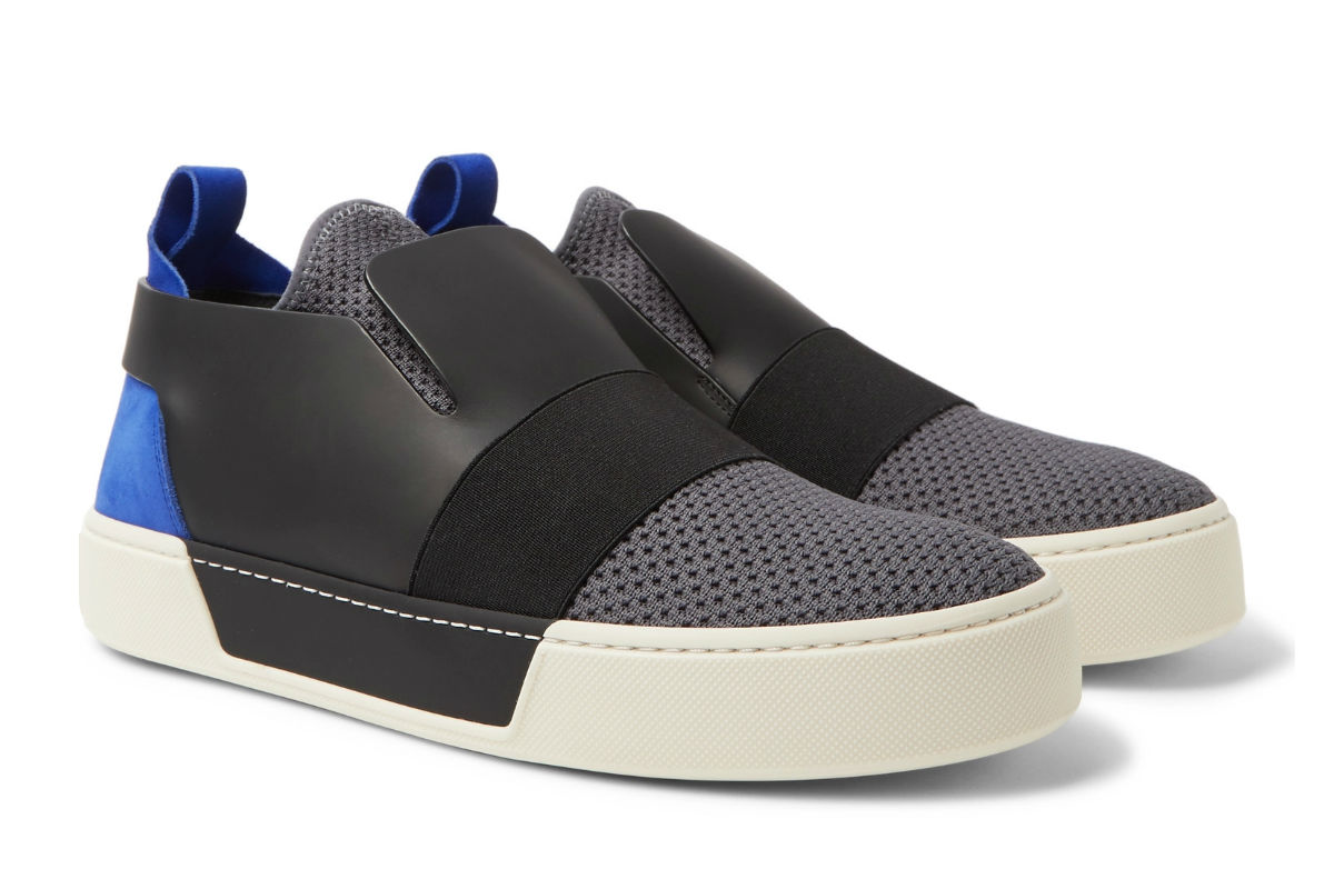 balenciaga leather suede mesh slip-on